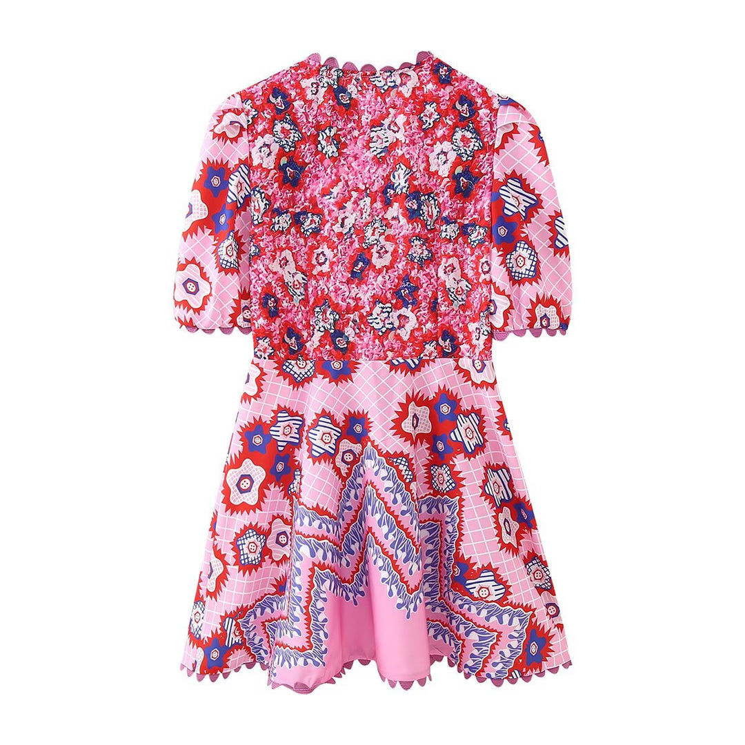 Damen Maxikleid mit floralem Design und raffinierten Rüschendetails R&B