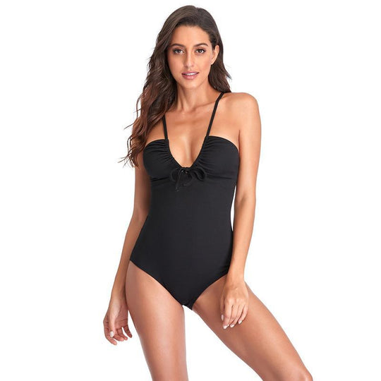 Damen Eleganter Einteiler Badeanzug mit verspieltem Knoten-Detail R&B