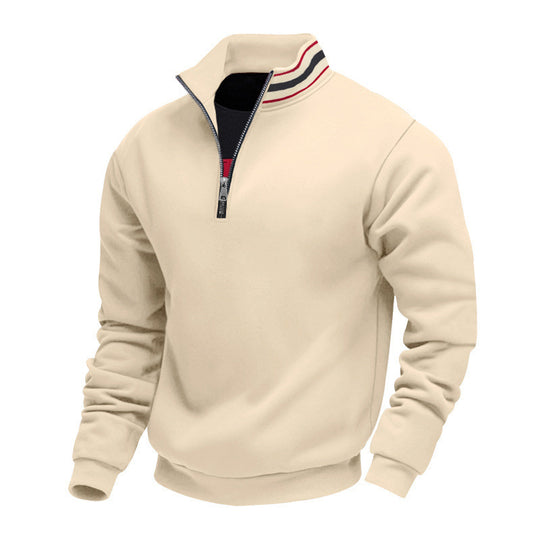 Herren nan Halbzip-Sweatshirt mit sportivem Ringkragen und weichem Fleece-Innenfutter R&B