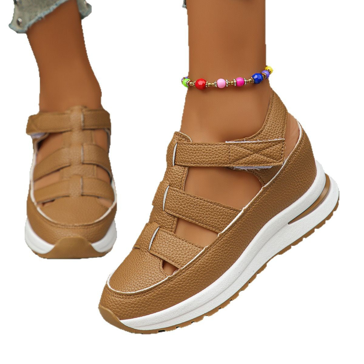 Damen Komfortable Keilsneaker mit verstellbaren Riemen und ergonomischem Fußbett R&B