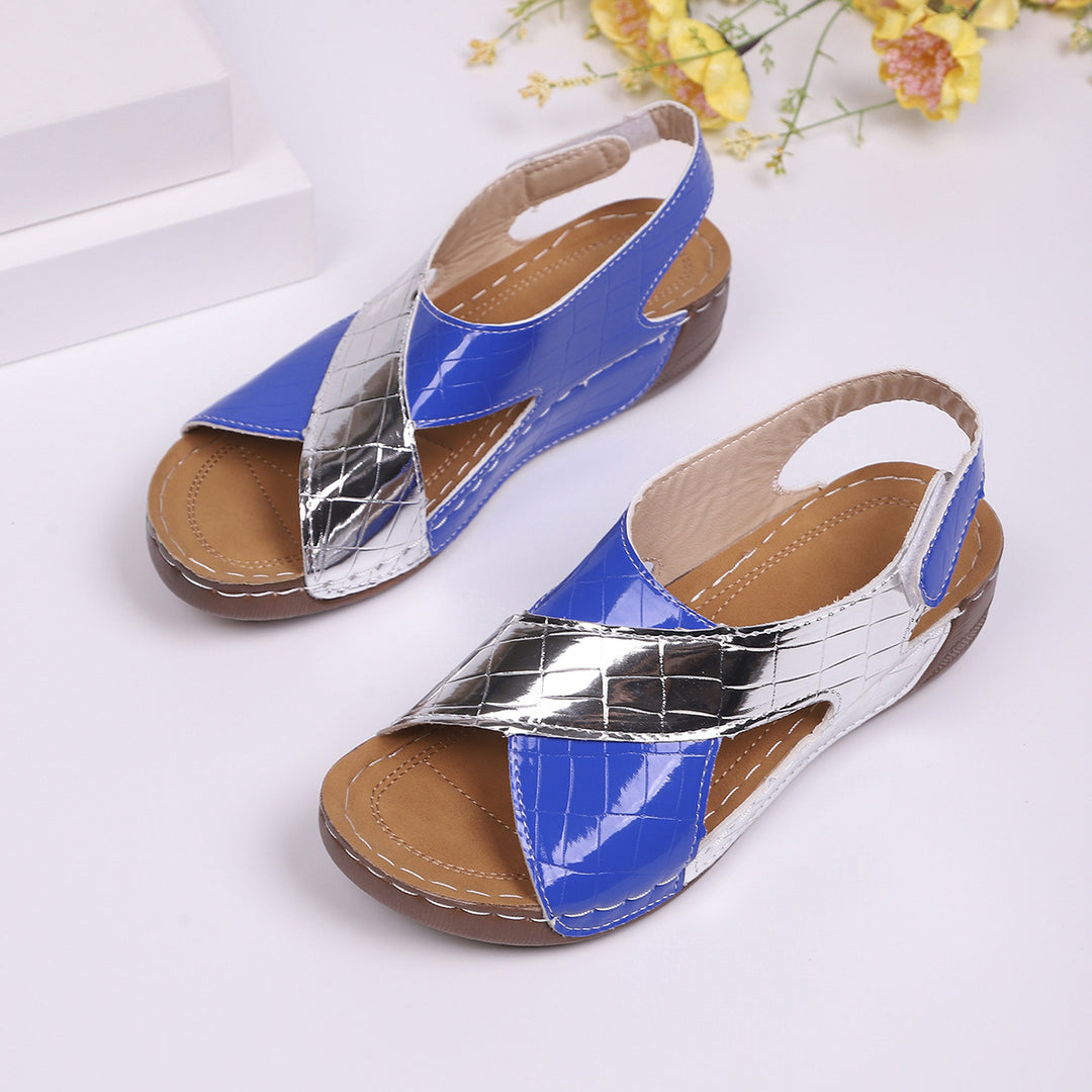 Damen modische Slingback-Sandalen mit stylishem Krokodil-Design und komfortablem Fußbett R&B