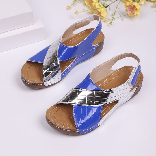 Damen modische Slingback-Sandalen mit stylishem Krokodil-Design und komfortablem Fußbett R&B