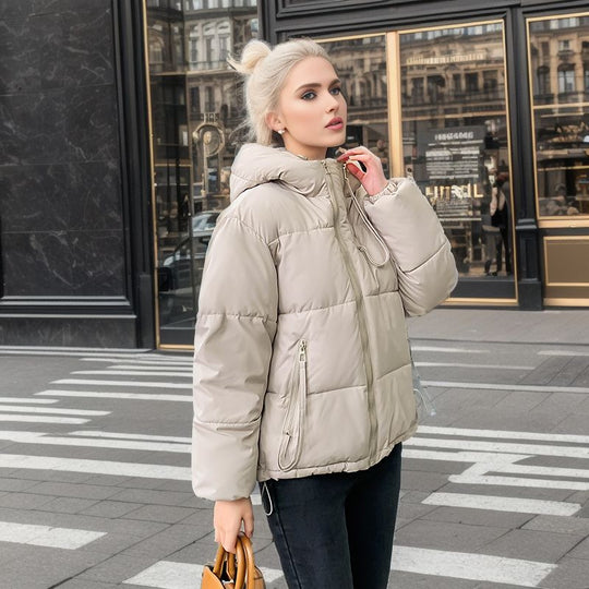 Damen modische Pufferjacke mit verstellbarer Kapuze und dicken Isolierungen R&B