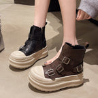 Damen Chunky Stiefel mit verstellbaren Schnallen und rutschfester Sohle R&B