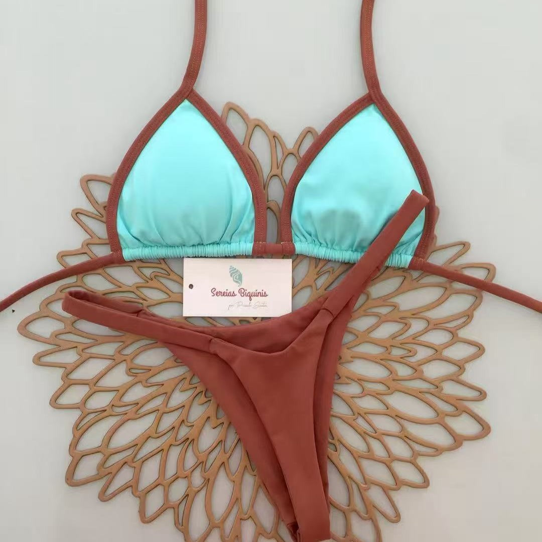 Damen Triangel-Bikini mit frischem Melonenmuster R&B