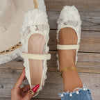 Damen elegante Ballerinas mit floralen Applikationen und rutschfester Sohle R&B