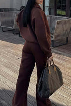 R&B | Vibes Halb Offenes Pullover Sweatshirt und Hose Zwei Teiliges Satz