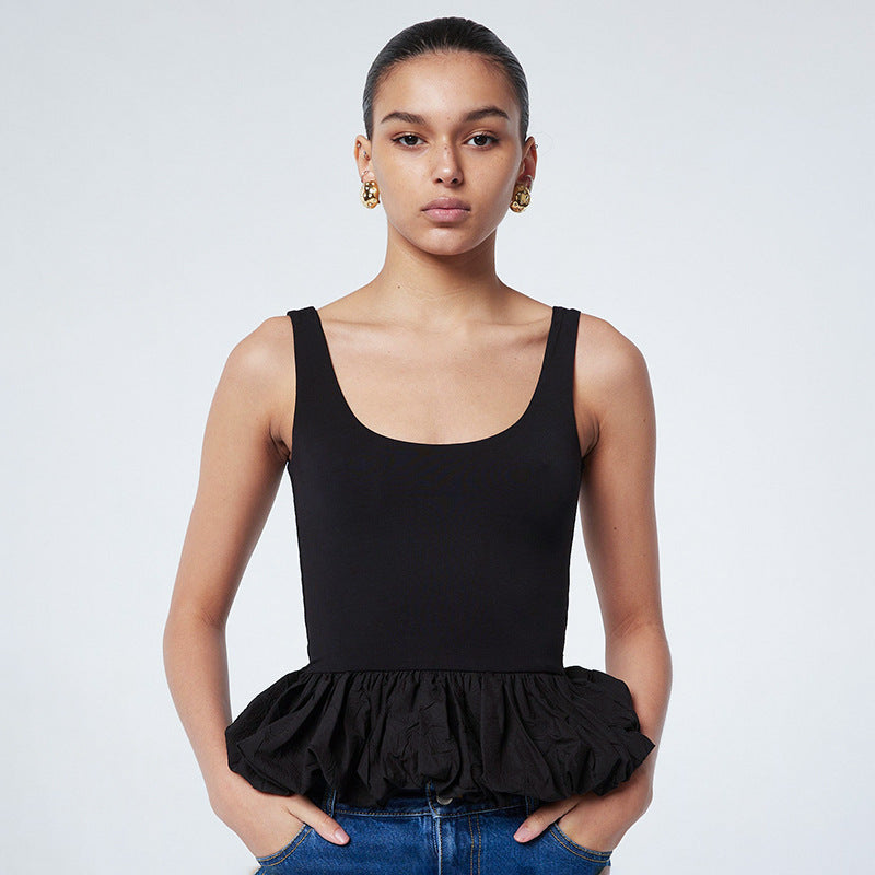 Damen Top mit voluminösem Rüschensaum R&B