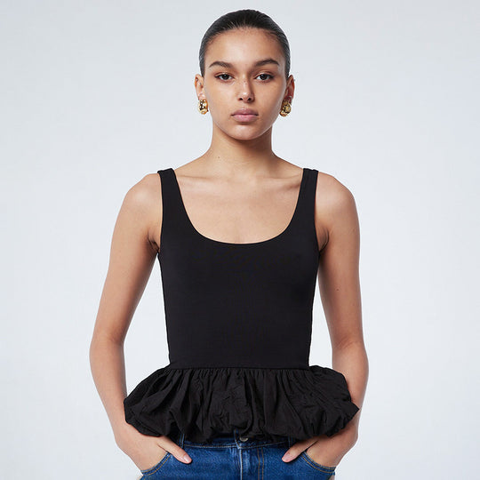 Damen Top mit voluminösem Rüschensaum R&B