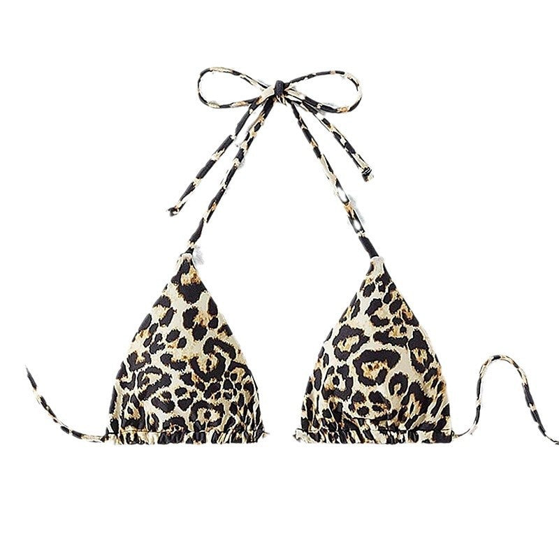 Damen Triangel-Bikini mit tierischem Muster und verstellbaren BindR&Bändern R&B