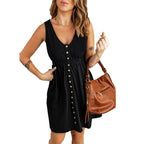 Damen Sommerliches Wickelkleid mit Knopfdetails und elastischem Bund R&B