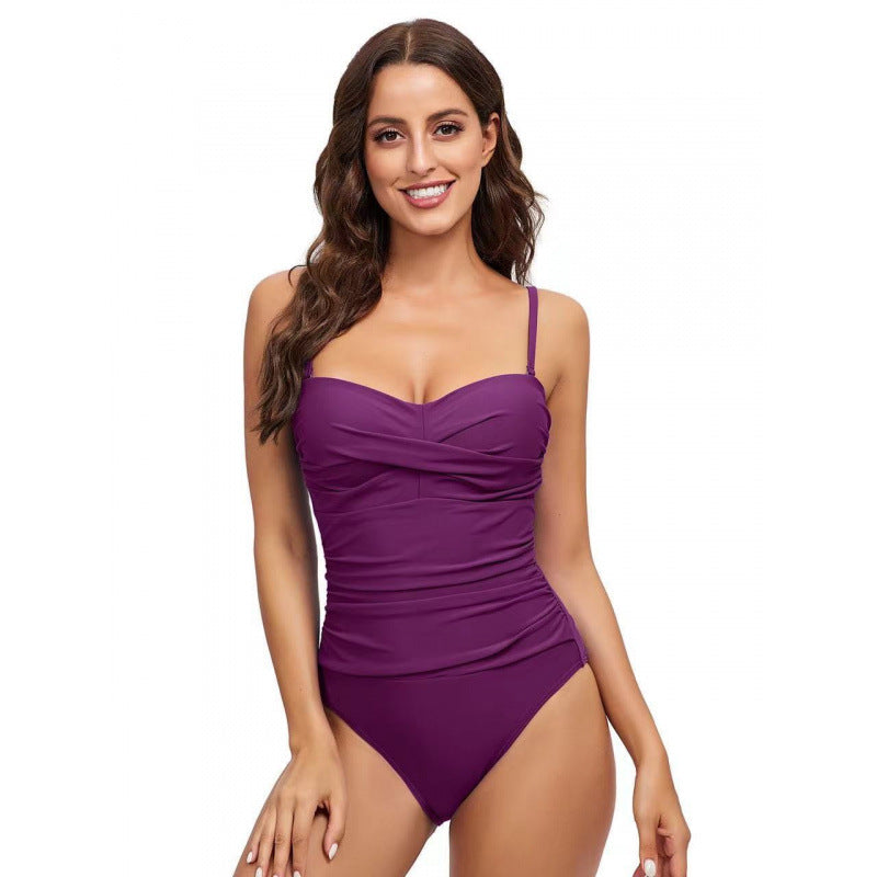 Damen Einteiler-Badeanzug mit modischem Wickel-Design R&B