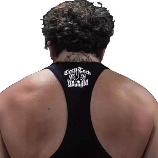 Herren nan figurbetontes Fitness-Tanktop mit Bulldoggen-Grafik und extra tiefen Armausschnitten R&B