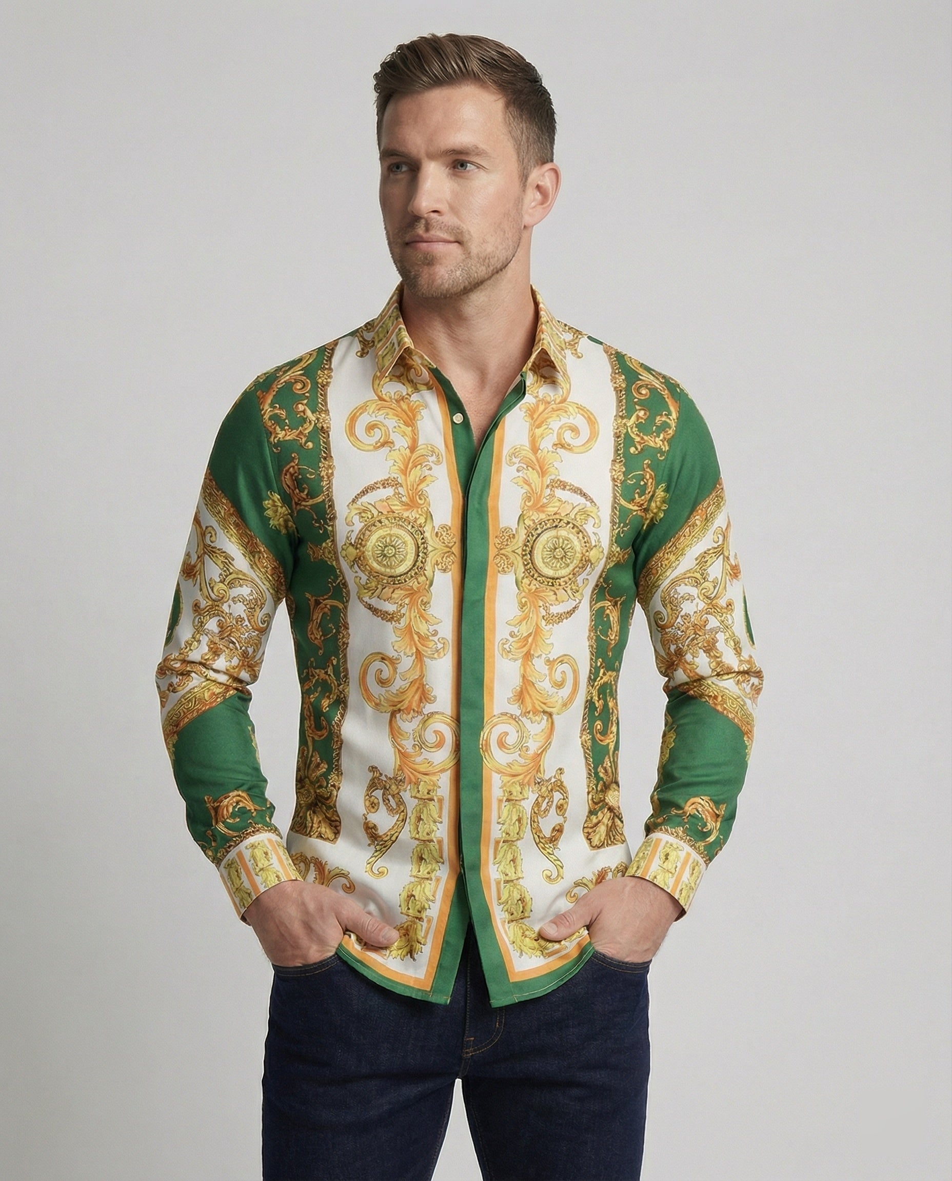 Herren Luxus Hemd mit eindrucksvollem Barockmuster R&B