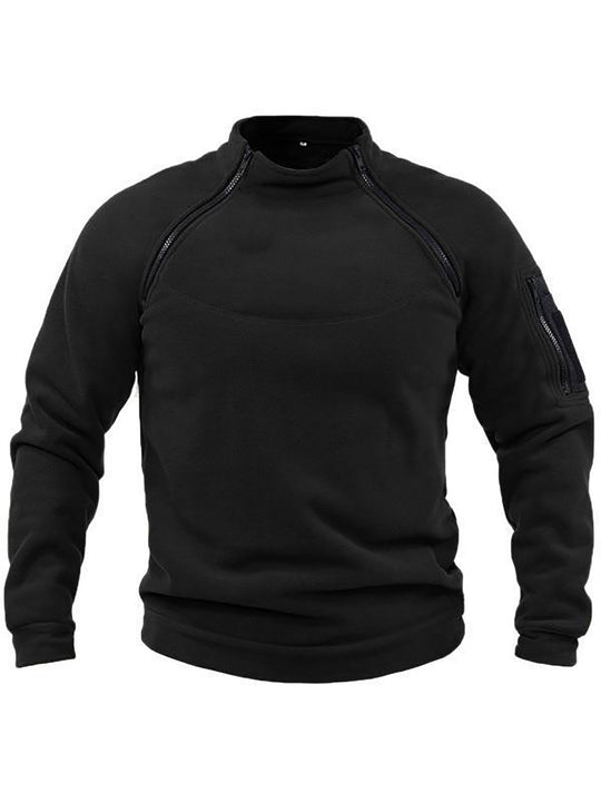 Herren Thermo-Fleecepullover mit hochschließendem Kragen und praktischen Taschen R&B