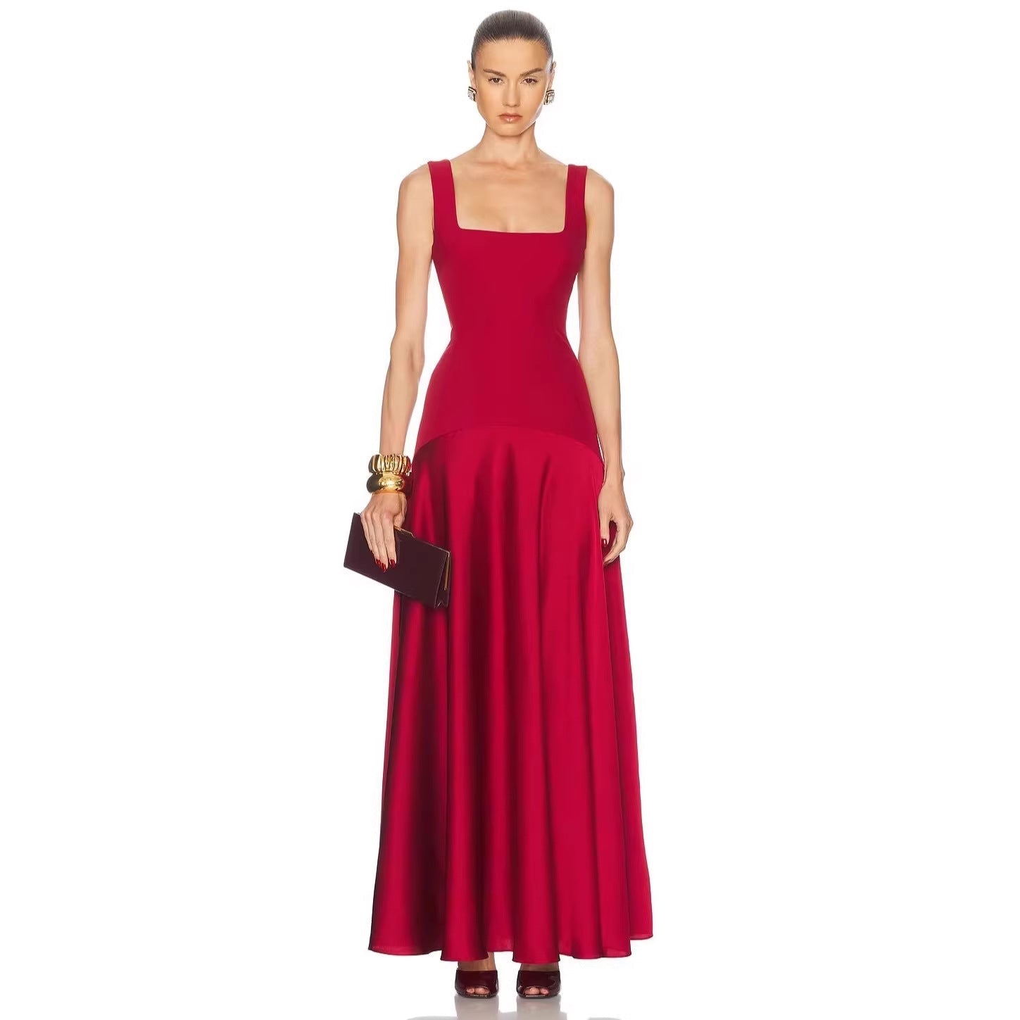 Damen Elegantes Maxikleid mit A-Linien-Silhouette und schmalen Trägern R&B