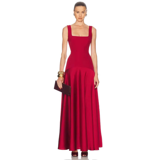 Damen Elegantes Maxikleid mit A-Linien-Silhouette und schmalen Trägern R&B