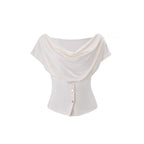 Damen Off-Shoulder Oberteil mit Knopfdetails R&B