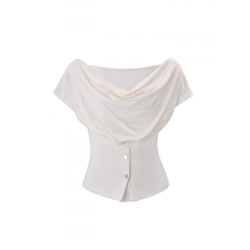 Damen Off-Shoulder Oberteil mit Knopfdetails R&B