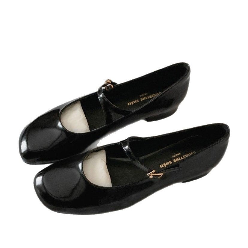 Damen elegante Ballerinas mit dekorativem Riemendesign und komfortablem Blockabsatz