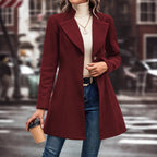 Damen eleganter Langblazer mit modernem Kragen und tailliertem Schnitt R&B