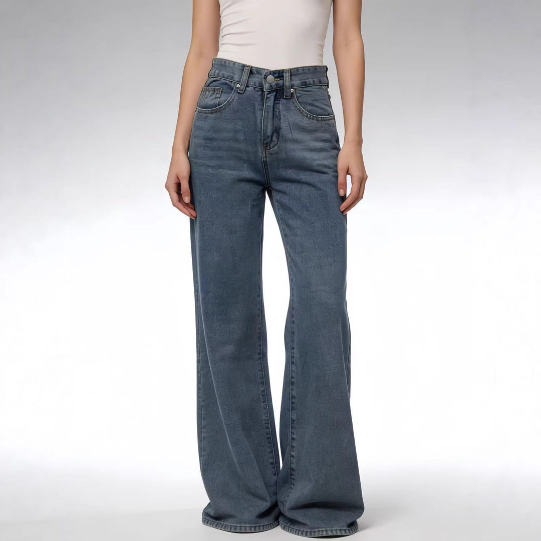 Damen Weite High-Waist Jeans mit besonderen Nahtdetails R&B