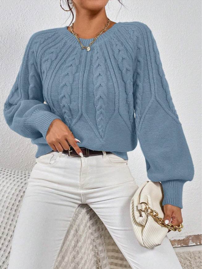 Damen Strickpullover mit Zopfmuster und weitem Schnitt R&B