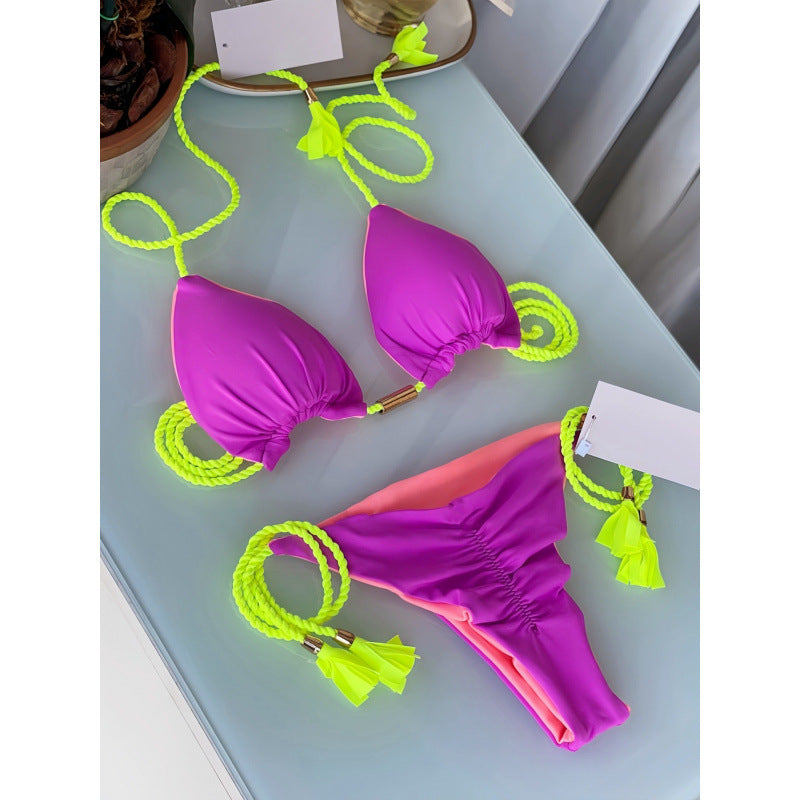 Damen Triangel-Bikini mit verspieltem Trockenband und eleganten Details R&B