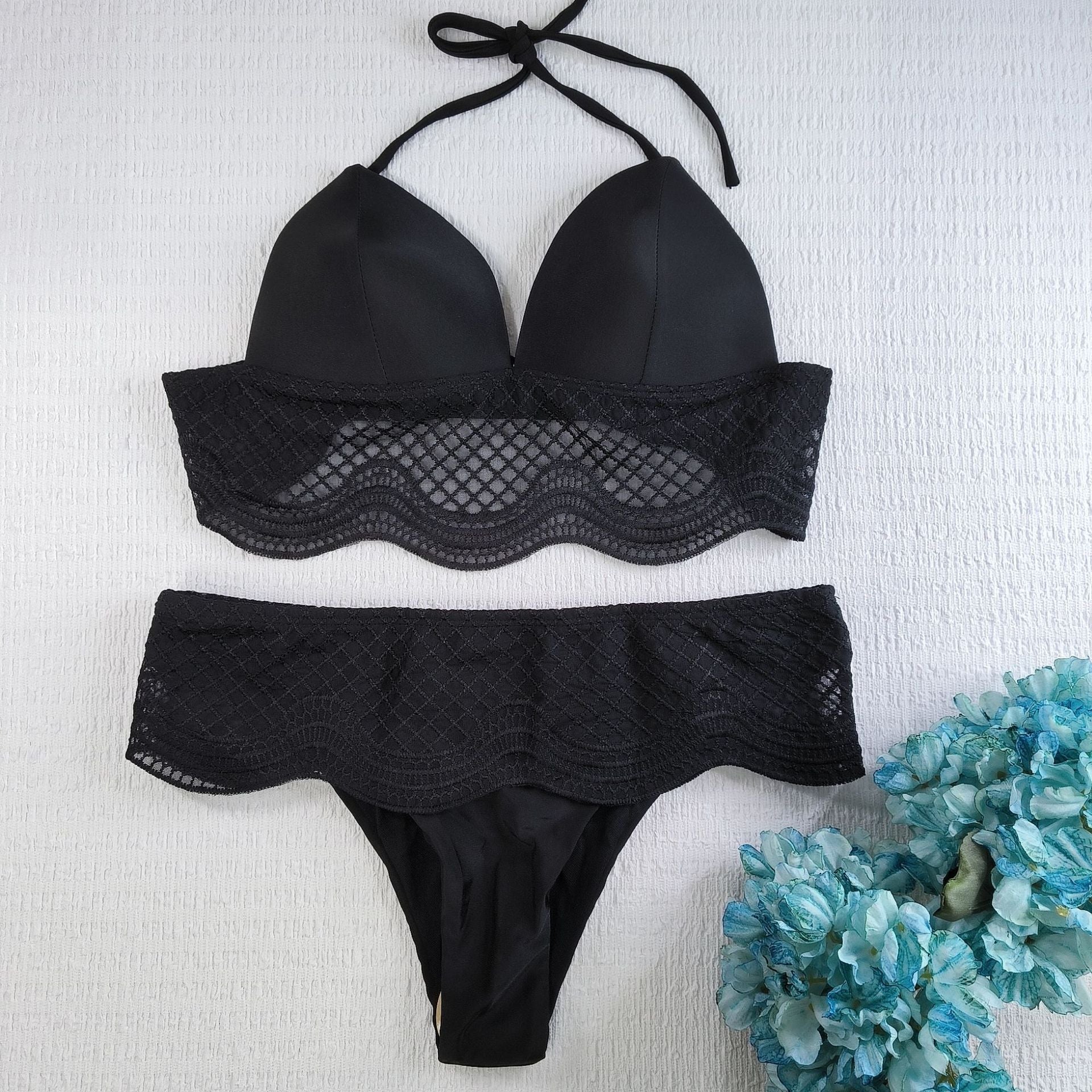 Damen Triangel-Bikini mit gehäkeltem Detail R&B