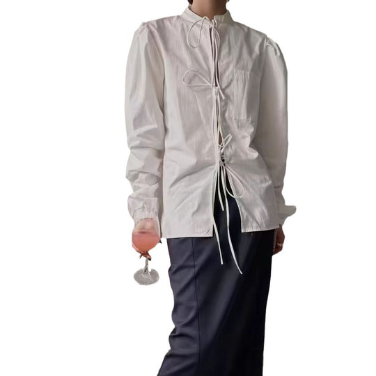 Damen Verspielte Bluse mit Rüschendetails und Kordelzug R&B