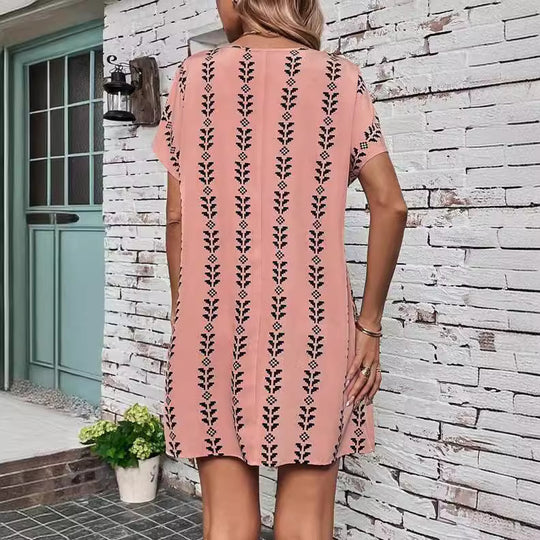 Damen lässiges Freizeitkleid mit trendigem Blumenmuster und komfortablem Schnitt R&B