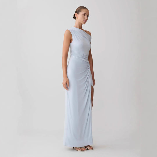 Damen Elegantes Maxi-Kleid mit One-Shoulder Design und hohem Schlitz R&B
