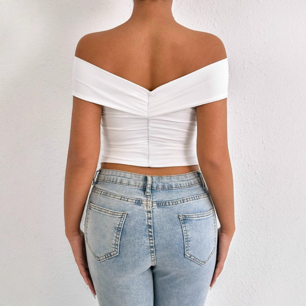 Damen schulterfreies Oberteil mit eleganter Drapierung R&B