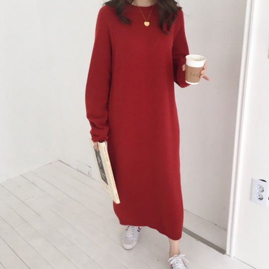 Damen gestricktes Oversized Kleid aus hochwertiger Wolle R&B