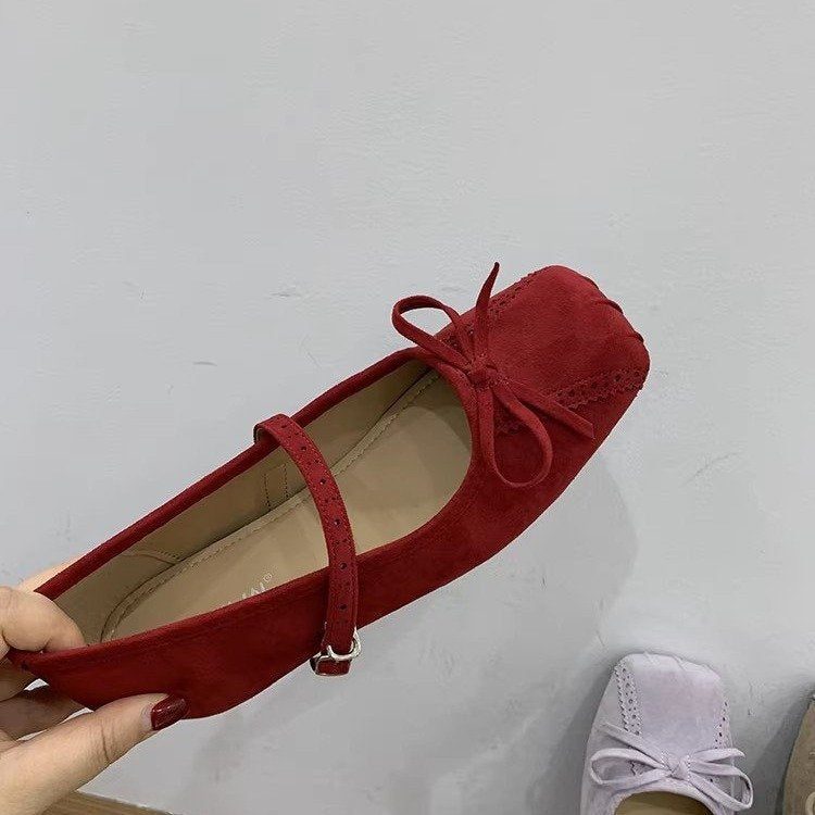 Damen elegante Ballerinas mit dekorativen Schleifen und komfortablem Riemchen R&B