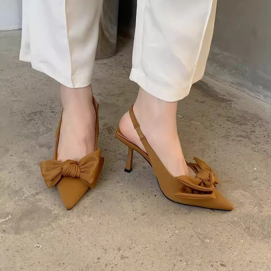Damen Slingback High Heel Sandalen mit zierlichem Schleifendetail R&B