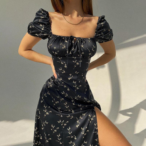 Damen Sommerliches Maxikleid mit floralen Mustern und tiefem Schlitz R&B