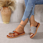 Damen Pantoletten mit modischem Riemendesign und bequemer Sohle R&B