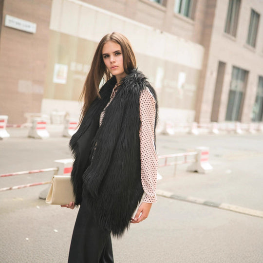 Damen Modischer Kunstpelz-Weste R&B