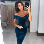Damen Elegantes Bodycon-Kleid mit schulterfreier Silhouette und strukturiertem Material R&B