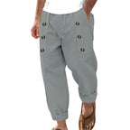 Herren lässige Leinen-Cargo-Hose mit praktischen Knöpfen und seitlichen Taschen R&B