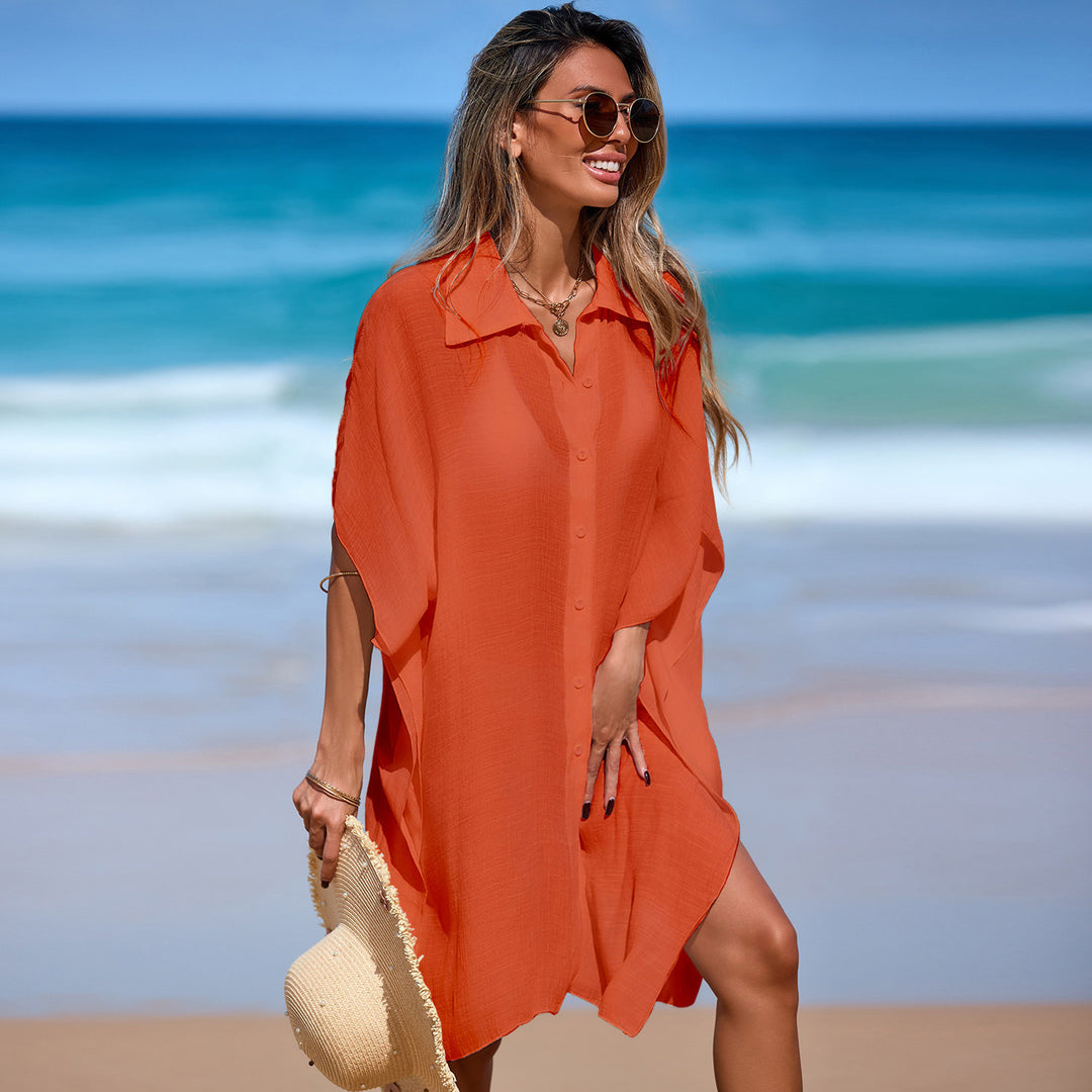 Damen luftiger Strand-Kimono mit modernen Knopfdetails R&B