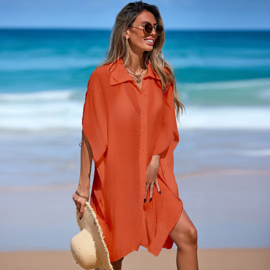 Damen luftiger Strand-Kimono mit modernen Knopfdetails R&B