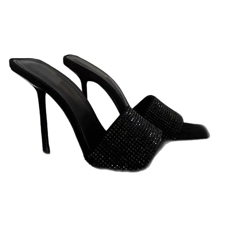 Damen glamouröse High Heel Mules mit funkelnden Strassdetails R&B