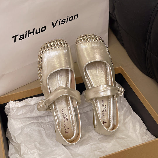Damen Ballerinas mit modischem Riemchen und elegantem Flechtdetail R&B