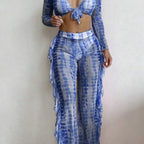 Damen Strandmode-Set mit verspieltem Wickeldesign und schimmernden Akzenten R&B