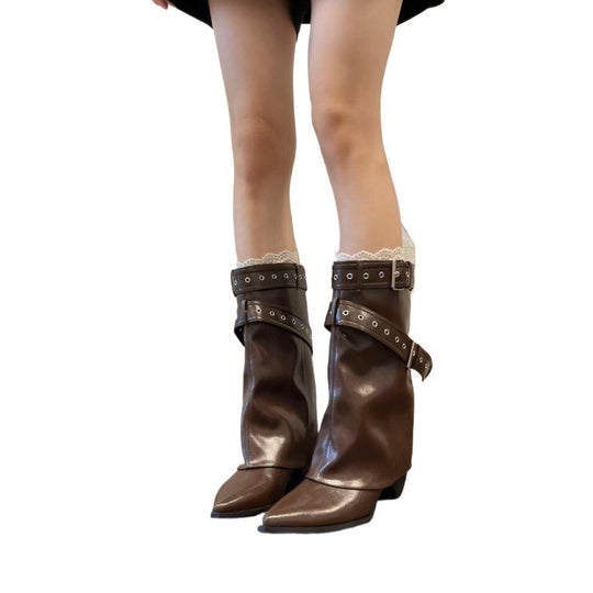 Damen Stilvolle Stiefeletten mit verzierter Riemen-Optik R&B