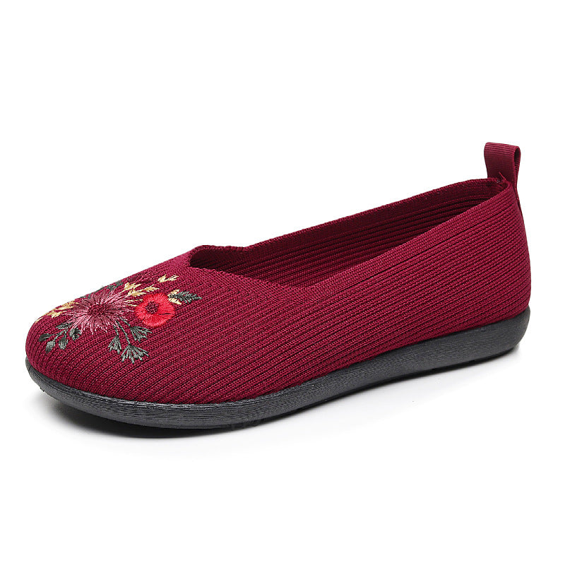 Damen Ballerinas mit floraler Stickerei und flexiblem Fußbett R&B