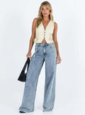 Damen Denim-Weste mit innovativem Schnürverschluss und dekorativen Details R&B