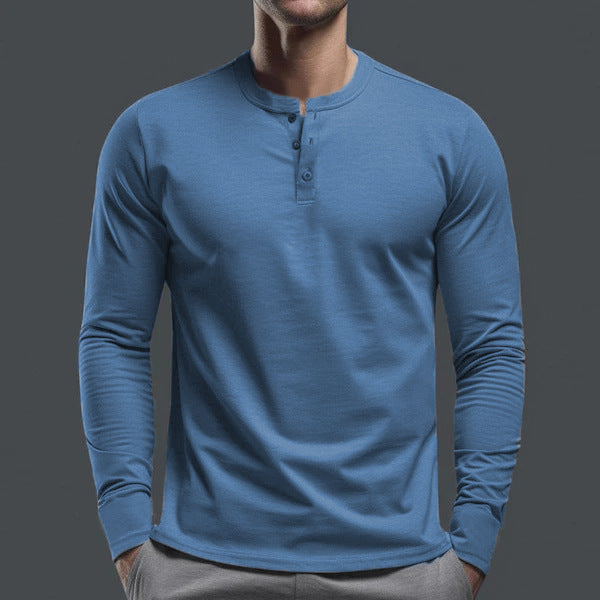 Herren nan Langarmshirt mit Knopfleiste und schmaler Passform R&B